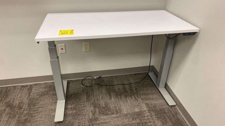 Electric Height-Adjustable Desk 48"x24", Digital Controls, Programmable, White/Gray