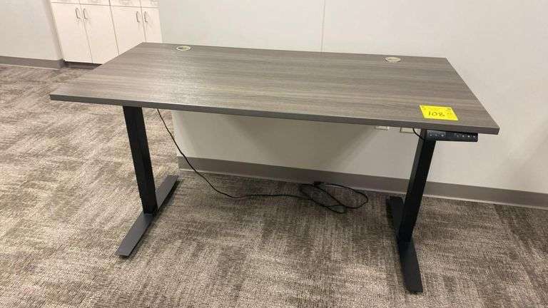Electric Height Adjustable Desk ATA-2S-500, 60"x 30", Programmable, Gray/Black, 180 lb Capacity