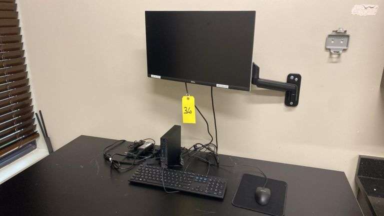 Dell OptiPlex 7050 Micro PC with 23.8" S2421HN Monitor, Wall Mount, Keyboard, Mouse, April 2022