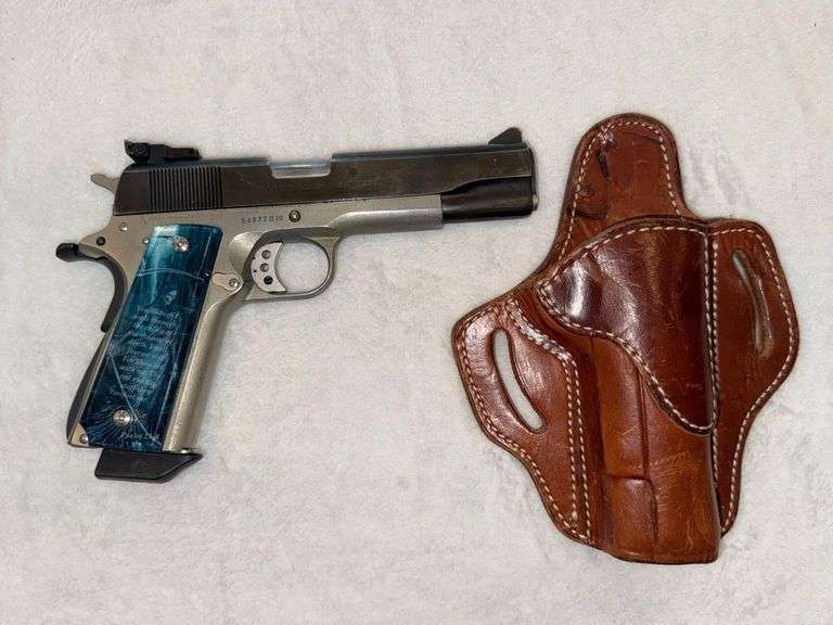 Colt Series 70 Government Model .45 ACP, Serial 54677B70 Custom Grips Psalm 23:4, Holster, Chip McCormick Mag