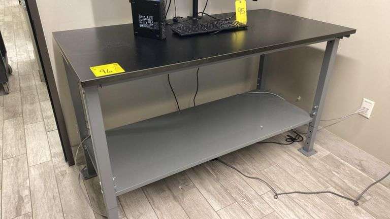 Uline 30”x 60” Metal/Wood Tech Bench, Adjustable Height