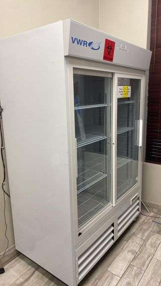 VWR HCLS-47 Laboratory Glass Door Refrigerator, 47 cu ft, 1°C to 10°C, 2 Sliding Glass Doors, Serial Number: VWR-23103926-2401. 115V