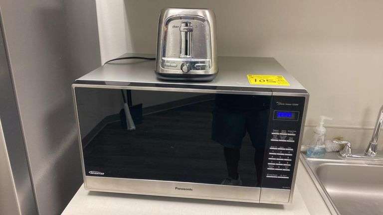 Panasonic NN-SN975S Countertop Microwave Oven, 2.2 cu. ft., 1250W, Stainless Steel, & Oster Toaster