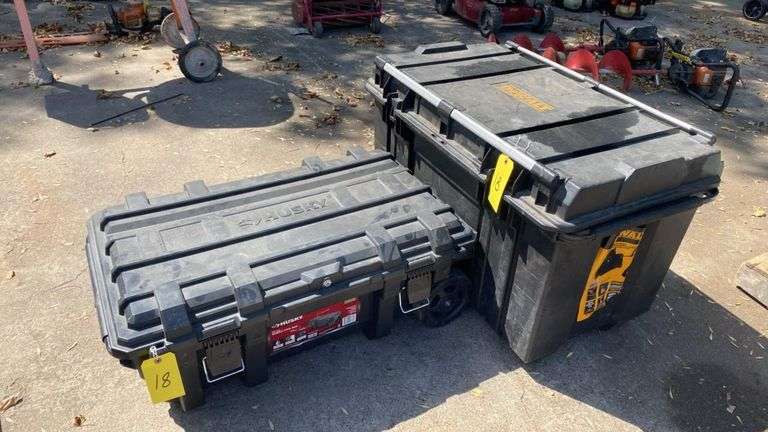 Husky 25 Gal Rolling Tool Box w/ Steel Handle & Lock & DeWalt 63 Gal Mobile Chest