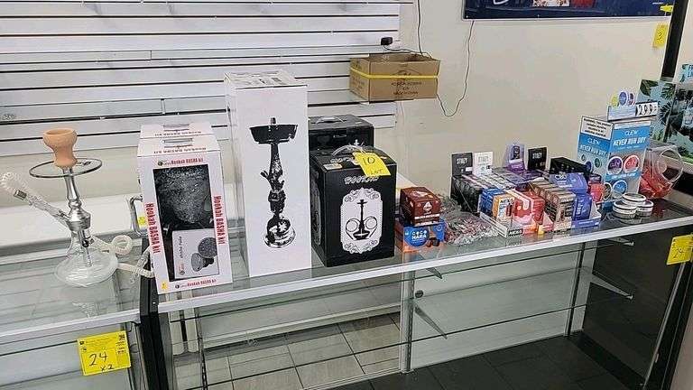 6 Hookahs, NEXA 20000 Puff Watermelon Ice Vape, Pulse THC 5g Disposable, Ghost 7g Hemp – Assorted Flavors. This lot contains tobacco products.