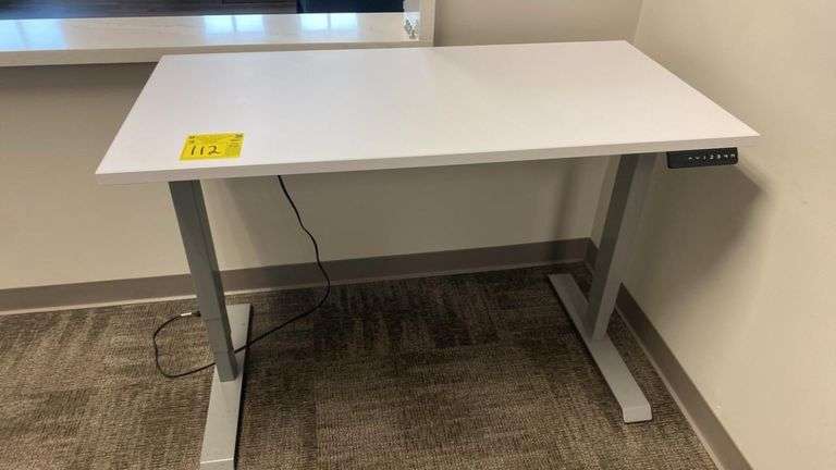 Electric Height-Adjustable Desk, Model J3SBR-3-R-650/560, White Top, Grey Frame, 48"x24", 176 lb Cap