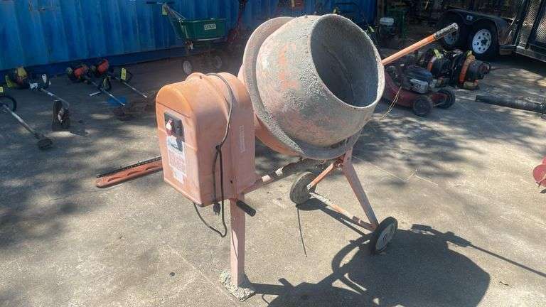 Electric Portable Cement Mixer, 3.5 cu. ft. Drum, 1/2 HP Motor, Steel Drum, Orange, 120V