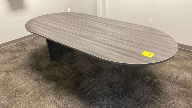 Boat-Shaped Grey Laminate Conference Table, 96" x 48"
