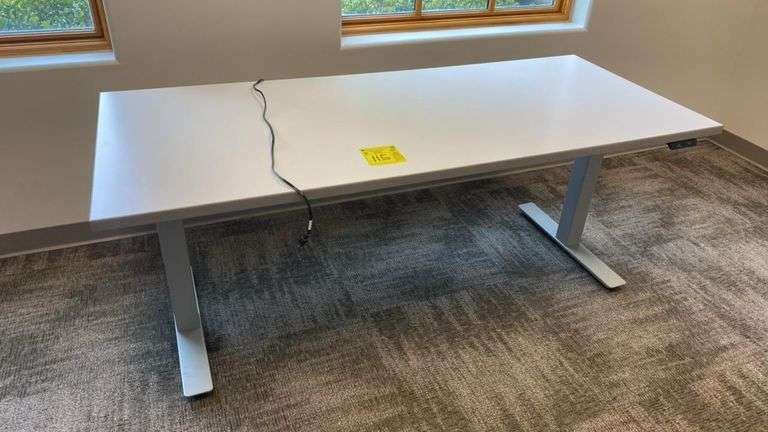 Electric Height-Adjustable Standing Desk, 72"x 30", White Top, 4 Presets, Digital Control