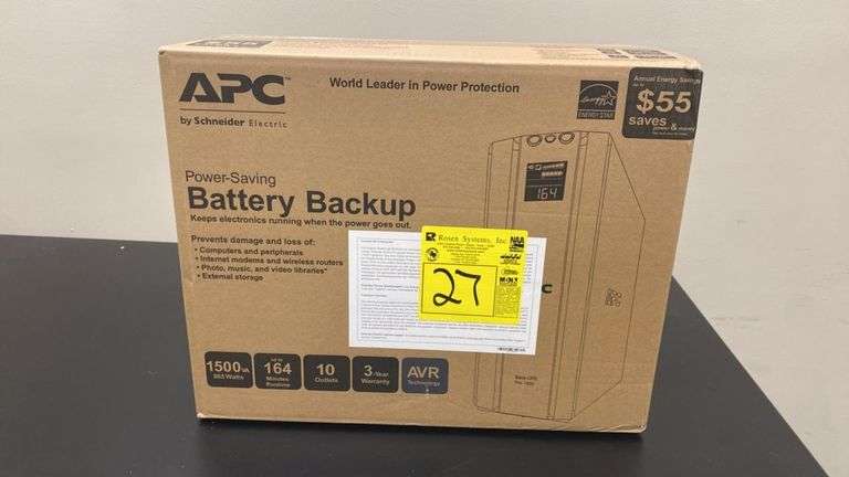 APC Back-UPS Pro 1500VA/865W Tower UPS with LCD Display and AVR, Serial Number: 0B2450L24431.
