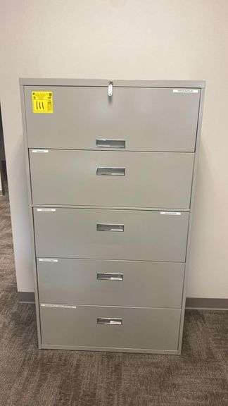 5-Drawer Light Gray Steel Lateral Filing Cabinet