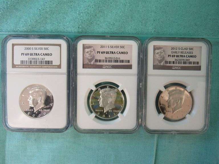 Kennedy Half Dollar Slabs (3)