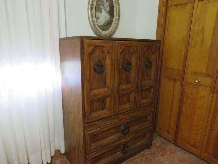 Vintage Solid Wood Armoire / Dresser with Ample Storage