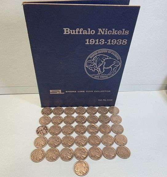 Various Buffalo Nickels with Shore Line Folder