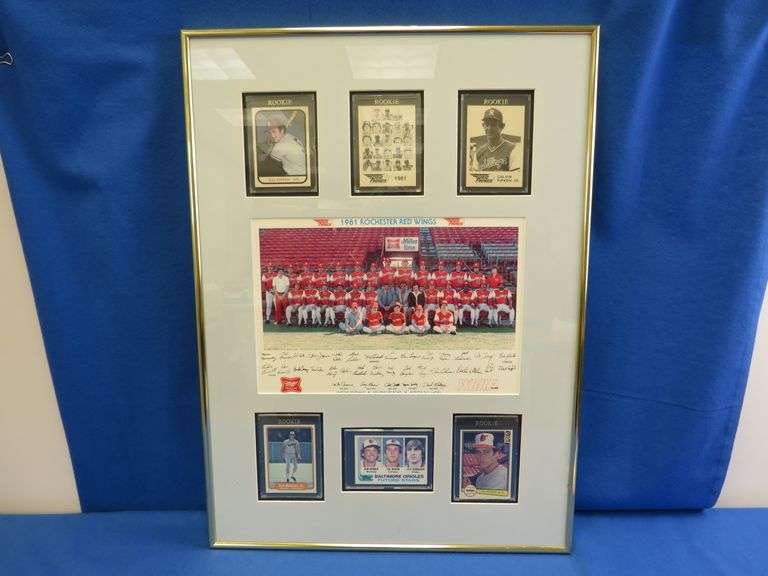 Cal Ripkin Rookie Cards Framed w/1981 Red Wings Team Photo