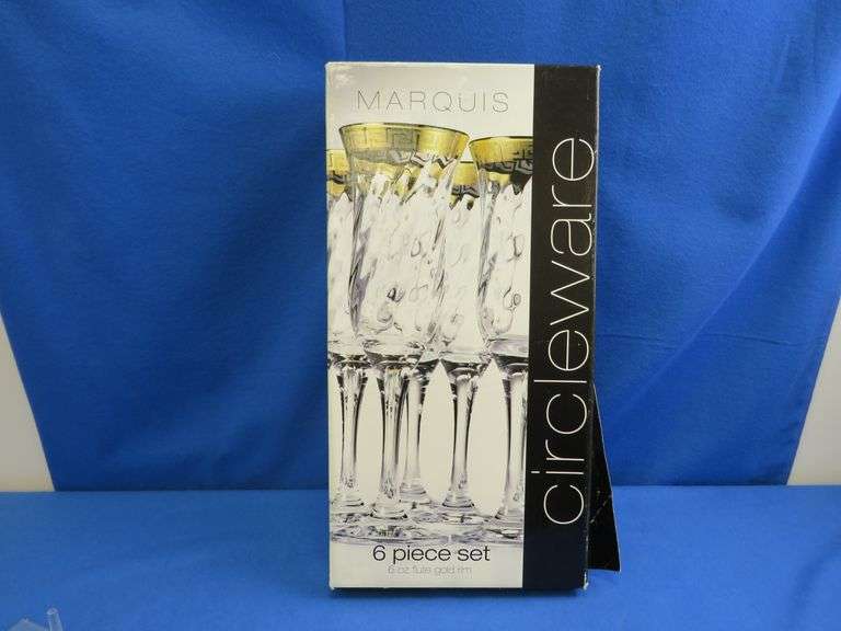 Circleware 6 Piece Flute Glasses, Marquis Style 6 oz