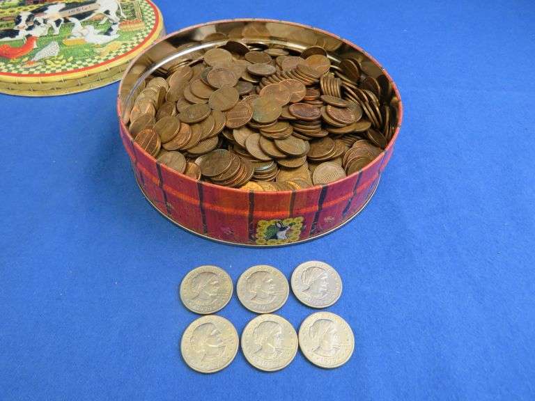 Barn Animal Themed Tin of '60's - '80's Pennies & more