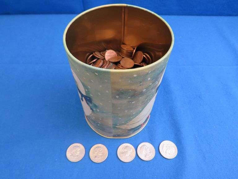 Duck Themed Tin of '60's - 80's Pennies & more