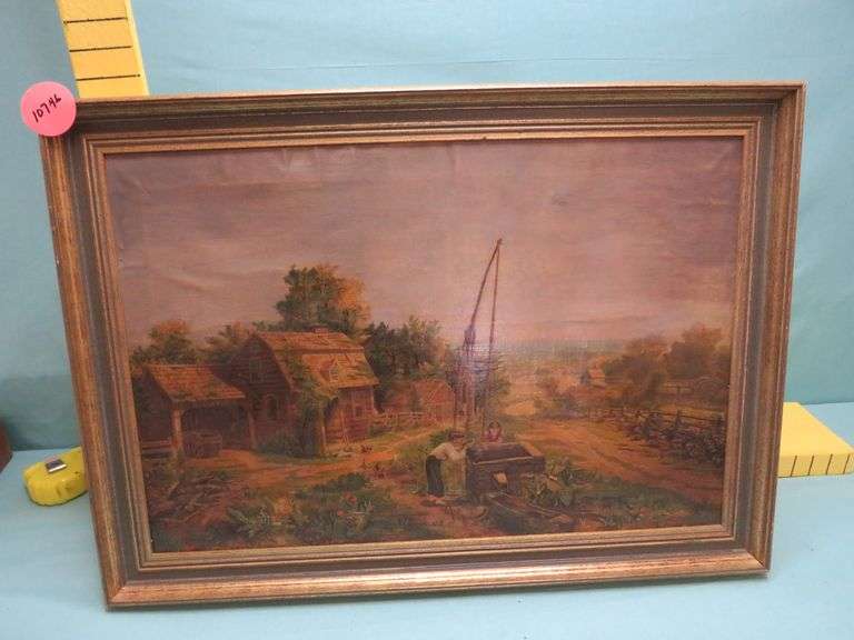 Farmstead Oil Painting – Framed