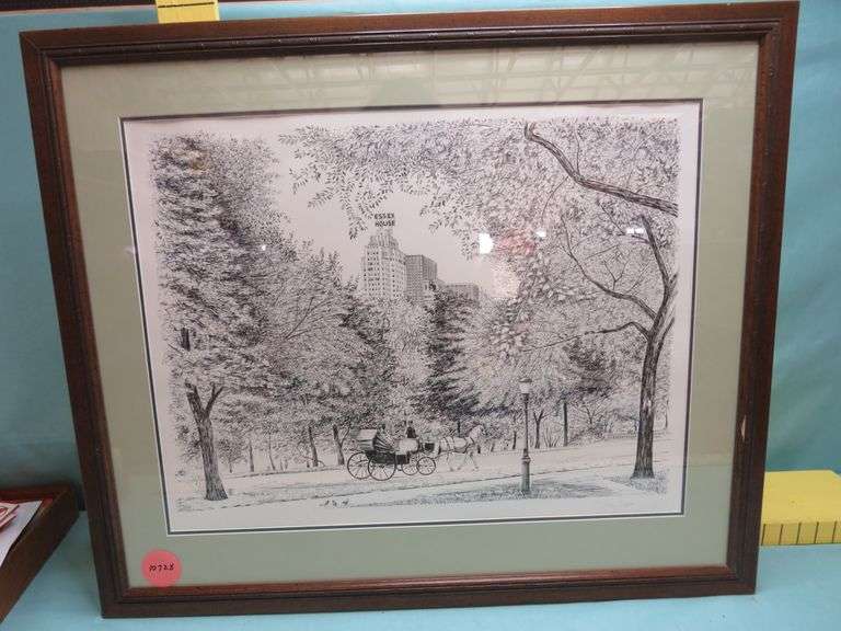 Delbart Duchein Signed Print – Central Park with Essex House