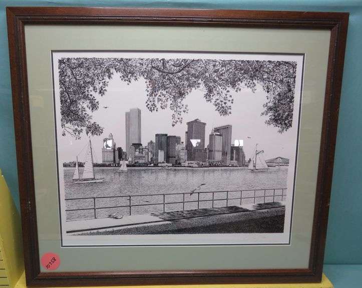 NYC Waterfront Skyline - Delbart Duchein Signed Print