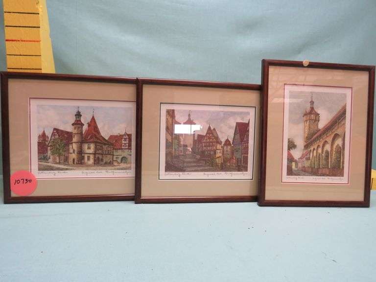 Set of Three Framed Rothenburg ob der Tauber, Germany Prints