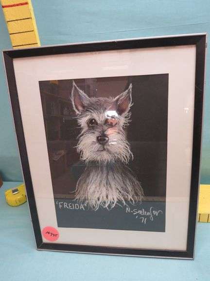 Framed Dog/Schnauzer Portrait – “Freida”