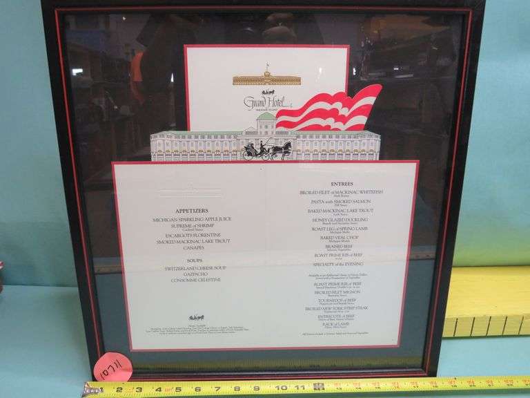 Framed Grand Hotel Mackinac Island 100th Anniversary Menu