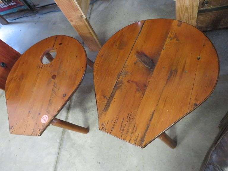 Pair of Custom End Tables/Stools from Antique Fireplace Bellows