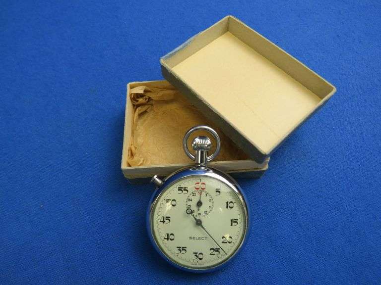 Vintage Swiss-Made Stopwatch in Original Hans Moeller Jeweler Box – Attica, NY