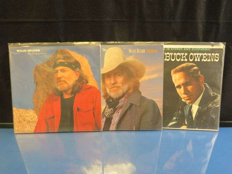 Country Legends Vinyl Lot – Buck Owens ‘Best Of’ + Willie Nelson LPs – NM