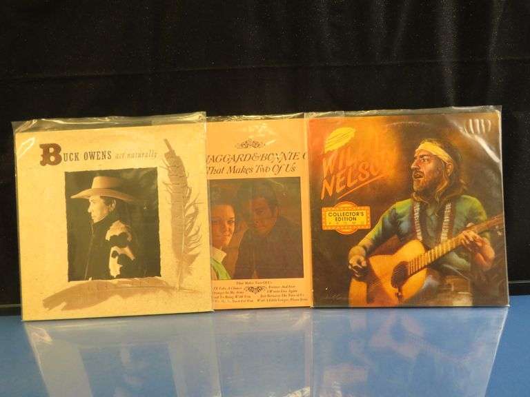 Country Legends Vinyl Lot – Buck Owens ‘Act Naturally’ + Haggard Duet & Willie Nelson Promo