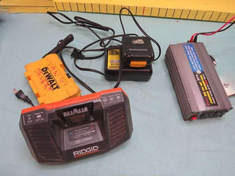 Cordless Tool Chargers, DeWalt Driver Bit Set & Power Inverter Lot