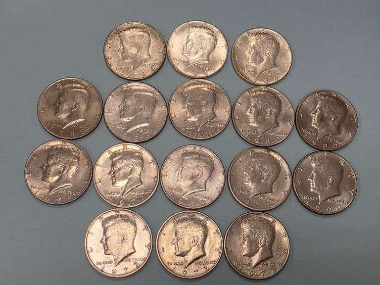 16 Kennedy Half Dollars – 3 1964 90% SILVER – 1971-1984
