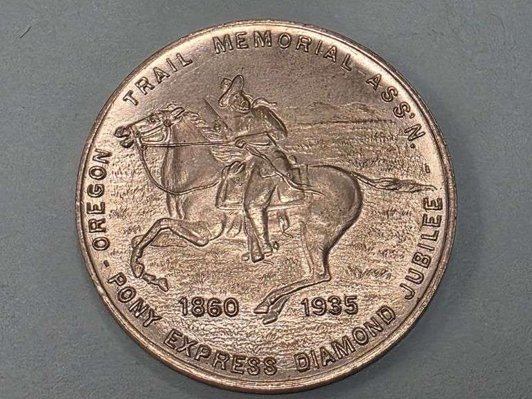 1935 PONY EXPRESS DIAMOND JUBILEE Medal – Oregon Trail Memorial – 1860-1935
