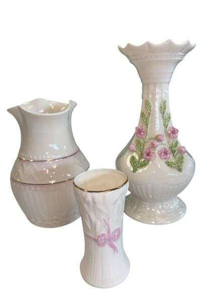 Beleek Ireland Vase Trio