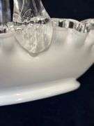 Large Vintage Fenton Silver Crest Ruffled Edge Handled Basket