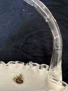 Large Vintage Fenton Silver Crest Ruffled Edge Handled Basket