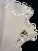 Large Vintage Fenton Silver Crest Ruffled Edge Handled Basket