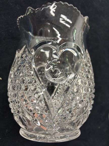 EAPG Victorian Celery Vase Heart & Thumbprint