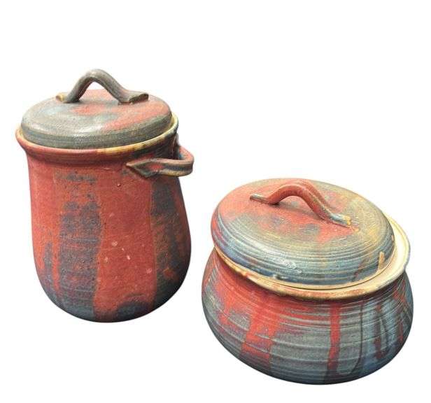 Pair of Pottery Canisters