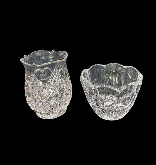 EAPG Victorian Celery Vase Heart & Thumbprint