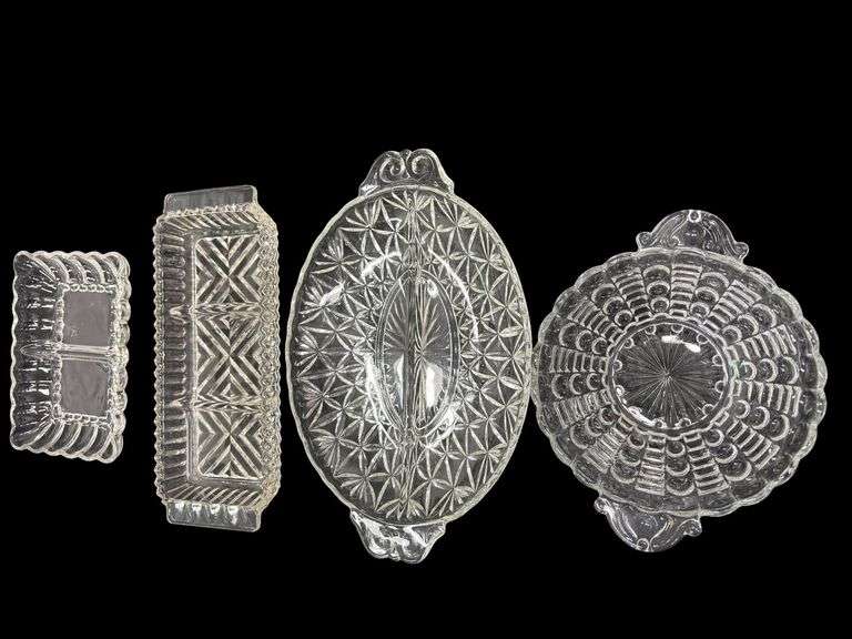 Variety of Crystal and Glass Serving Trays and Bowls
