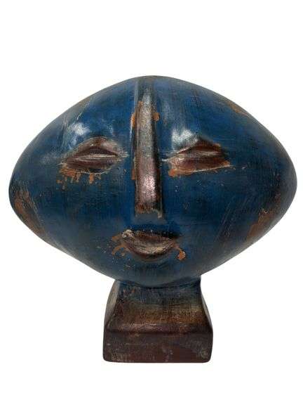 Privilege Blue Wide Head Ceramic Sculpture