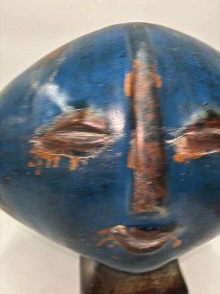 Privilege Blue Wide Head Ceramic Sculpture