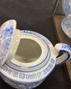 Blue Willow Childs Tea Set in Glass Display Case