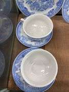 Blue Willow Childs Tea Set in Glass Display Case