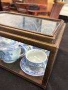 Blue Willow Childs Tea Set in Glass Display Case