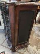 Vintage Ethan Allen Lucca Serpentine Chest of Drawers With Crackle Black Lacquer Finish