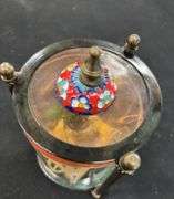 Antique Chinese Brass Glass Mechanical Clock